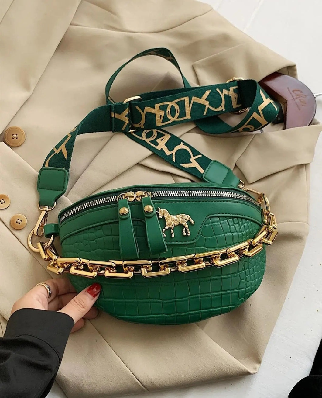 CROCODILE EMBOSSED FANNY PACK